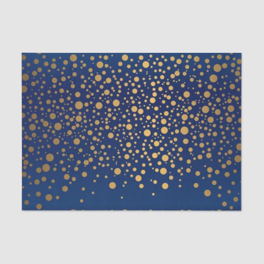 Navy Blue en Metallic Gold Confetti Tissuepapier (Voorkant)