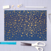 Navy Blue en Metallic Gold Confetti Tissuepapier (Craft)