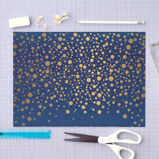 Navy Blue en Metallic Gold Confetti Tissuepapier (Craft)