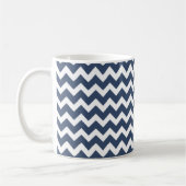 Navy Blue en Mint Green Chevron Custom Monogram Koffiemok (Links)