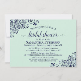Navy Blue en Mint Green Elegant Lace Vrijgezellenf Kaart