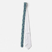 Navy Blue en Mint-Green Floral DamasPatroon 2 Stropdas (Achterkant)