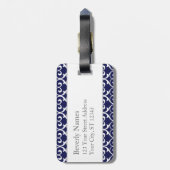 Navy Blue en Mint Heartlocked Print Bagagelabel (Achterkant verticaal)