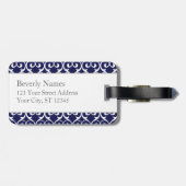 Navy Blue en Mint Heartlocked Print Bagagelabel (Achterkant horizontaal)