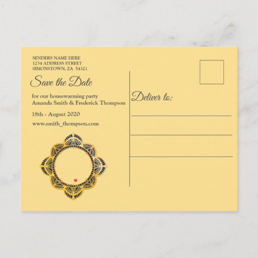 Navy Blue en of Violet met Gold Mandalas Aankondigingskaart (Achterkant)