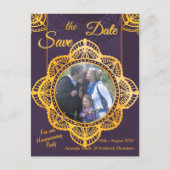Navy Blue en of Violet met Gold Mandalas Aankondigingskaart (Voorkant)