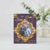 Navy Blue en of Violet met Gold Mandalas Aankondigingskaart (Staand voorkant)