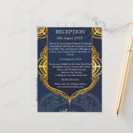 Navy Blue en of Violet met Gold Mandalas Aankondigingskaart