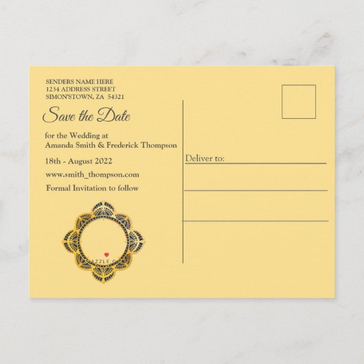 Navy Blue en of Violet met Gold Mandalas Aankondigingskaart (Achterkant)