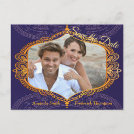 Navy Blue en of Violet met Gold Mandalas Aankondigingskaart