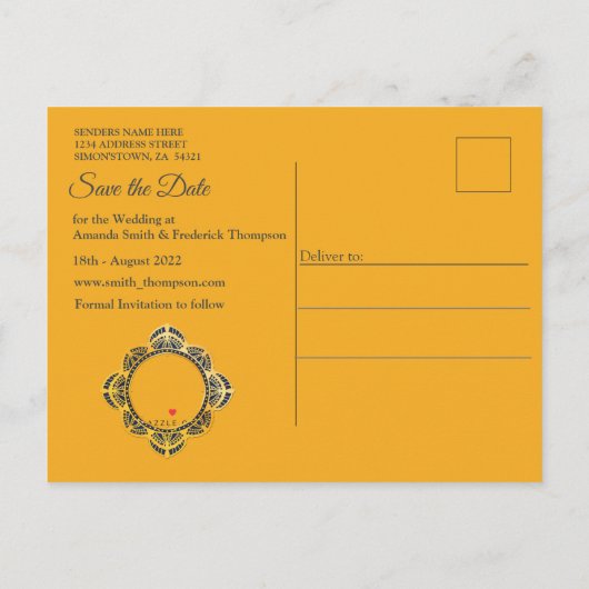 Navy Blue en of Violet met Gold Mandalas Announc Aankondigingskaart (Achterkant)