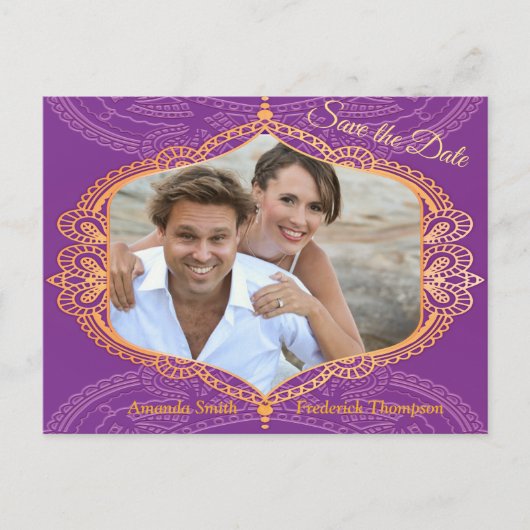 Navy Blue en of Violet met Gold Mandalas Announc Aankondigingskaart (Voorkant)