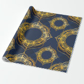 Navy Blue en of Violet met Gold Mandalas Cadeaupapier (Uitgerold)