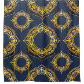 Navy Blue en of Violet met Gold Mandalas Douchegordijn (Voorkant)