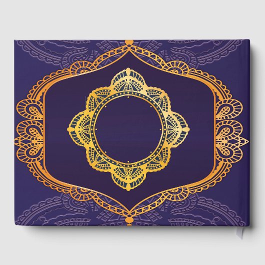 Navy Blue en of Violet met Gold Mandalas Gastenboek (Achterkant)