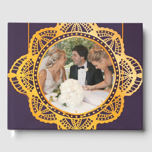 Navy Blue en of Violet met Gold Mandalas Gastenboek (Voorkant)