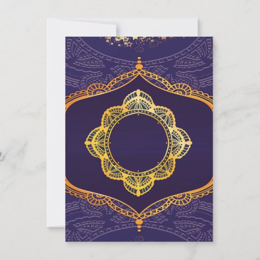 Navy Blue en of Violet met Gold Mandalas Kaart (Achterkant)