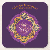 Navy Blue en of Violet met Gold Mandalas Kartonnen Onderzetters (Voorkant)