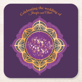 Navy Blue en of Violet met Gold Mandalas Kartonnen Onderzetters