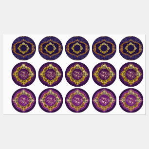 Navy Blue en of Violet met Gold Mandalas Labels