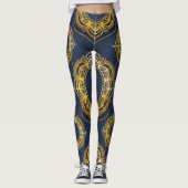 Navy Blue en of Violet met Gold Mandalas Leggings (Voorkant)
