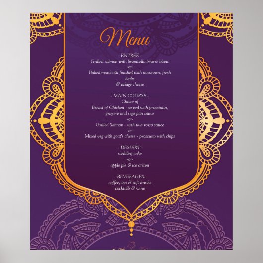 Navy Blue en of Violet met Gold Mandalas Poster (Voorkant)