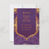 Navy Blue en of Violet met Gold Mandalas RSVP Kaartje (Voorkant)