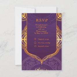 Navy Blue en of Violet met Gold Mandalas RSVP Kaartje