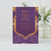 Navy Blue en of Violet met Gold Mandalas RSVP Kaartje (Staand voorkant)