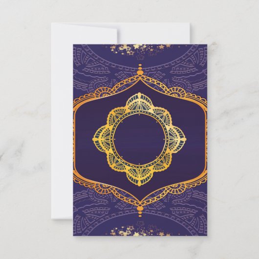 Navy Blue en of Violet met Gold Mandalas RSVP Kaartje (Achterkant)