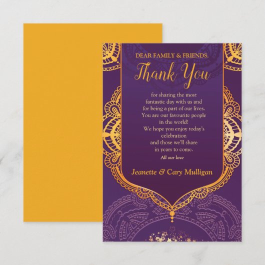 Navy Blue en of Violet met Gold Mandalas RSVP Kaartje (Voorkant / Achterkant)