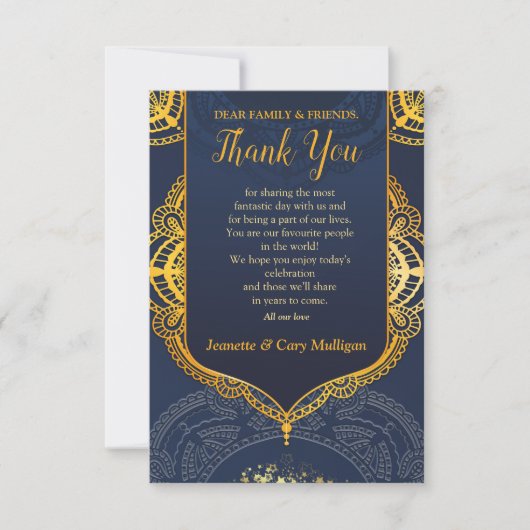 Navy Blue en of Violet met Gold Mandalas RSVP Kaartje (Voorkant)