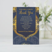 Navy Blue en of Violet met Gold Mandalas RSVP Kaartje (Staand voorkant)