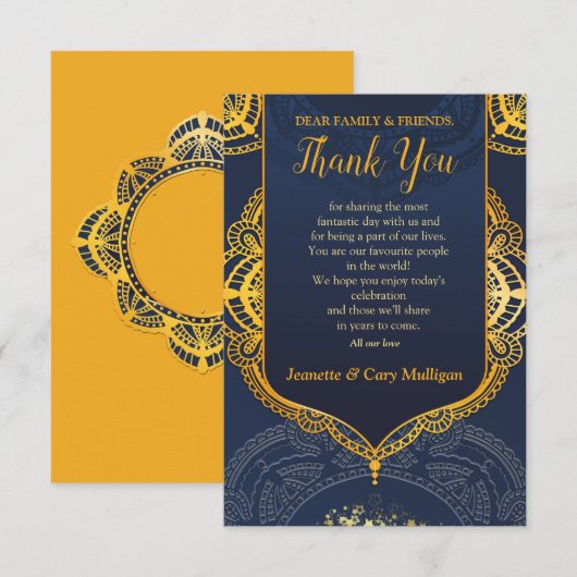 Navy Blue en of Violet met Gold Mandalas RSVP Kaartje (Voorkant / Achterkant)