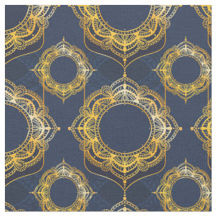 Navy Blue en of Violet met Gold Mandalas Stof
