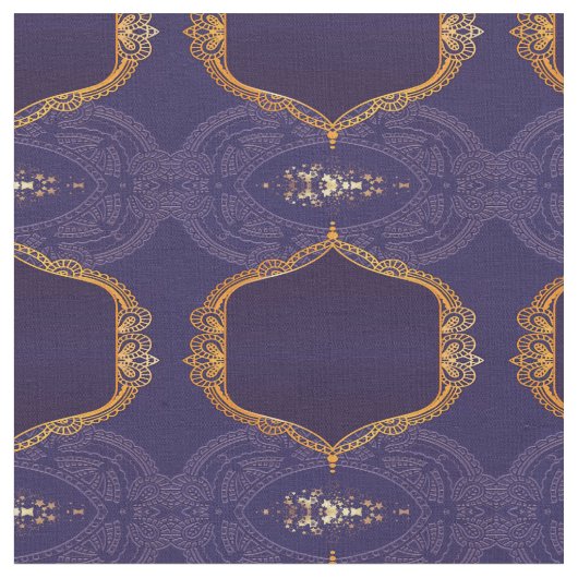 Navy Blue en of Violet met Gold Mandalas Stof (Close Up)