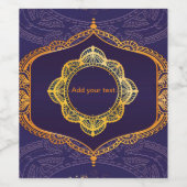Navy Blue en of Violet met Gold Mandalas Wijn Etiket (Enkel label)
