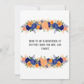 Navy Blue en Oranje Baby in Baby shower Bloom Kaart (Achterkant)