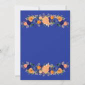 Navy Blue en Oranje botanische Florals Weddenschap Kaart (Achterkant)
