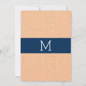 Navy Blue en Oranje Chevron Pattern Vrijgezellenfe Kaart (Achterkant)