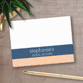 Navy Blue en Oranje Chevron Pattern Vrijgezellenfe Post-it® Notes