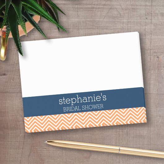 Navy Blue en Oranje Chevron Pattern Vrijgezellenfe Post-it® Notes