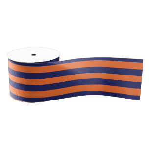 Navy Blue en Oranje gestreept   Eventuele lengte   Grosgrain Lint