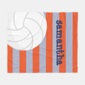 Navy Blue en Oranje Giant Volleyball Striped Fleece Deken (Voorkant (Horizontaal))