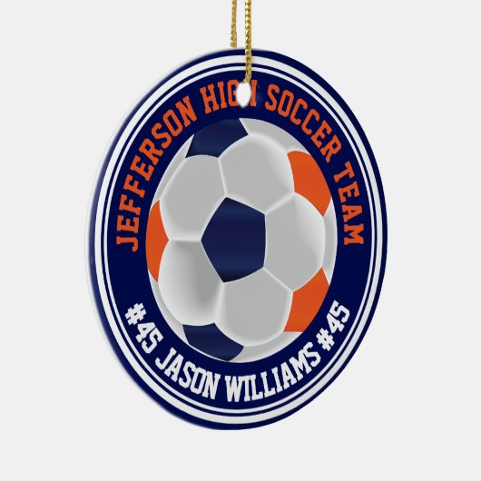 Navy Blue en Oranje ⚽ Keramisch Ornament (Rechts)