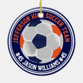 Navy Blue en Oranje ⚽ Keramisch Ornament (Achterkant)