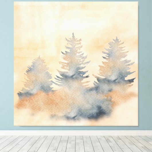 Navy Blue en Oranje landschap buitenshuis Canvas Afdruk (Insitu (Houten vloer))