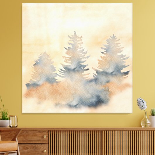 Navy Blue en Oranje landschap buitenshuis Canvas Afdruk (Insitu (Woonkamer))