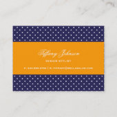 Navy Blue en Oranje moderne Polka Dots Visitekaartje (Achterkant)