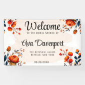 Navy Blue en Oranje Pioen Vrijgezellenfeest Spandoek (Horizontaal)